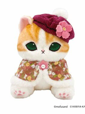 Mofusand x Hibiya Kadan Floral Cat Plush (Red)